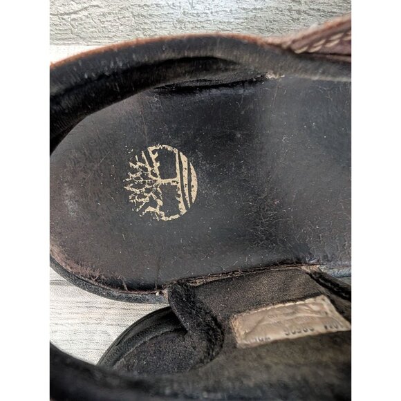 Mens Timberland Brown Leather Sandals With Adjustable Straps Size 10M - Picture 3 of 9